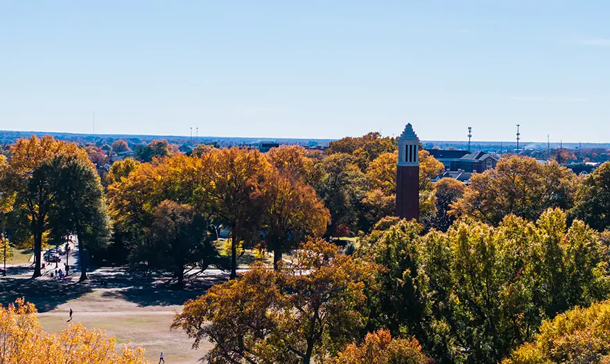 Aerial of the Quad during Fall